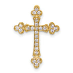 Budded Cross Diamond Slide Pendant in 14K Yellow Gold, 25mm (1/3 ct. tw.) - Sophia Jewelers