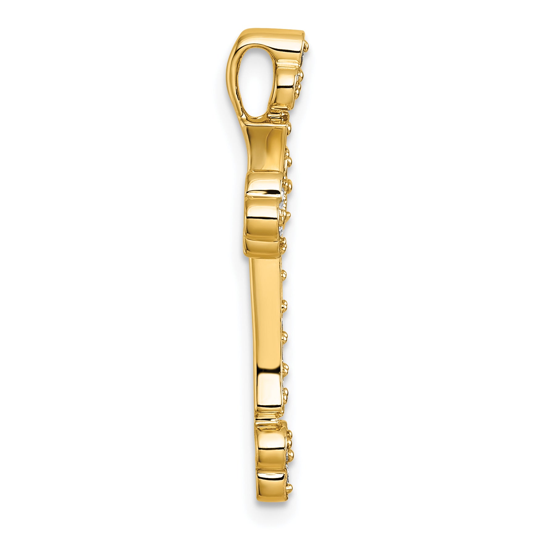 Budded Cross Diamond Slide Pendant in 14K Yellow Gold, 29mm (1/2 ct. tw.) Secondary image