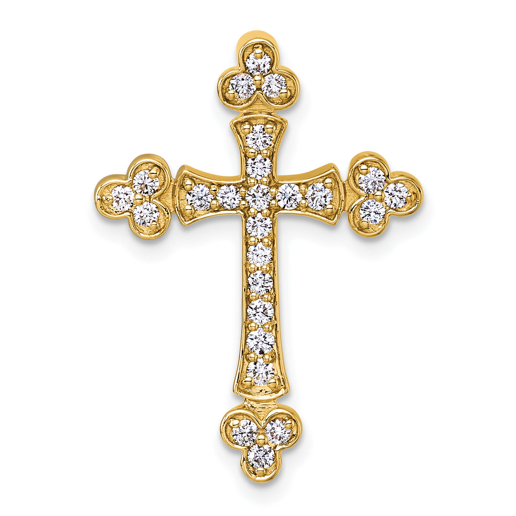 14k 1/2 carat Diamond Budded Cross Chain Slide