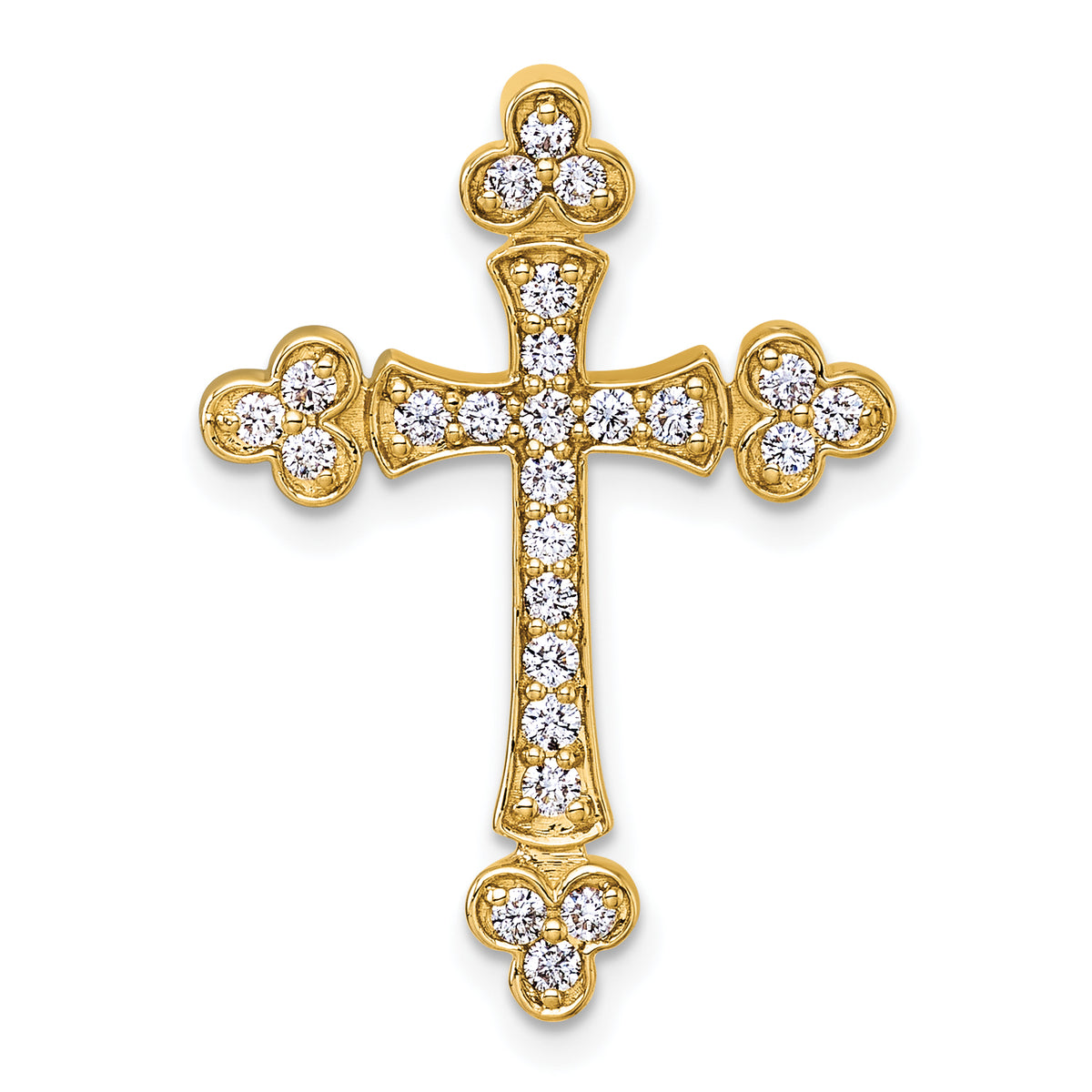14k 1/2 carat Diamond Budded Cross Chain Slide