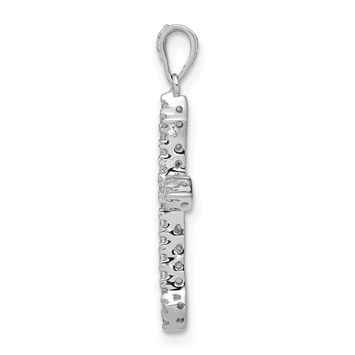 Cross Pendant in 14K White Gold with Lab-Grown Diamond, 25mm (1/5 ct. tw.) - Sophia Jewelers