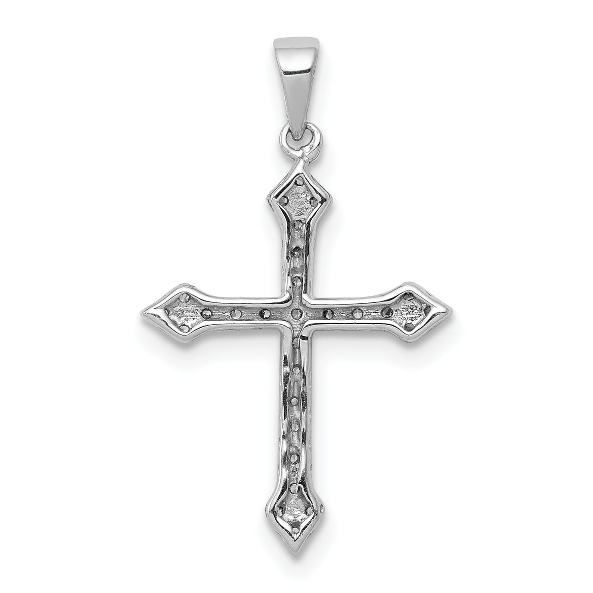 Cross Pendant in 14K White Gold with Lab-Grown Diamond, 25mm (1/5 ct. tw.) - Sophia Jewelers