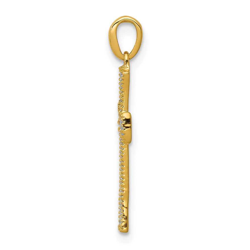 Cross Pendant in 14K Yellow Gold with Lab-Grown Diamonds, 23mm (1/10 ct. tw.) - Sophia Jewelers