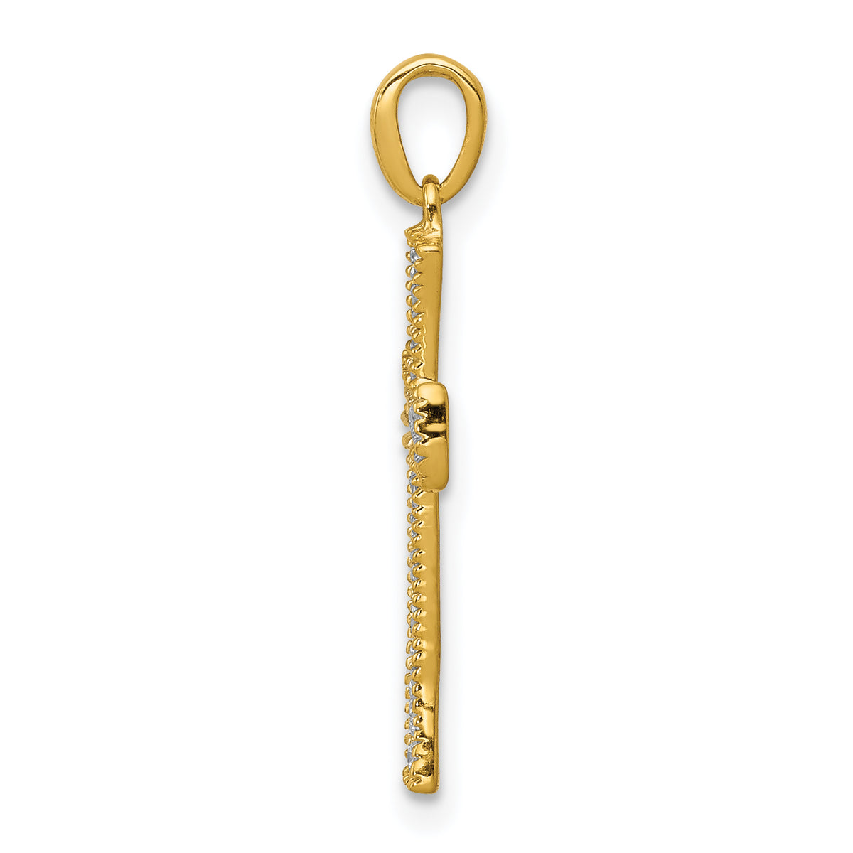 Cross Pendant in 14K Yellow Gold with Lab-Grown Diamonds, 23mm (1/10 ct. tw.) - Sophia Jewelers