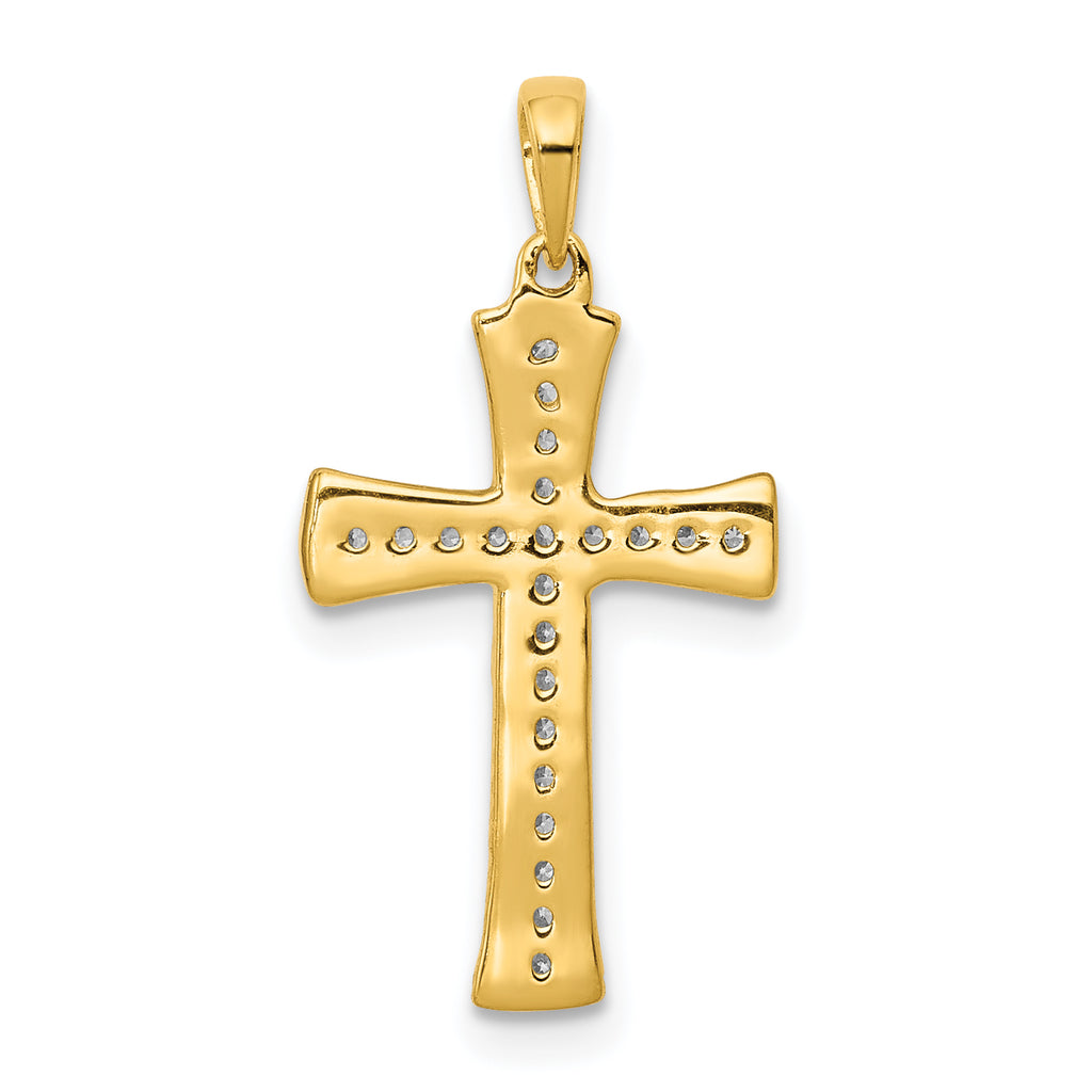 Cross Pendant in 14K Yellow Gold with Lab-Grown Diamonds, 23mm (1/10 ct. tw.) - Sophia Jewelers
