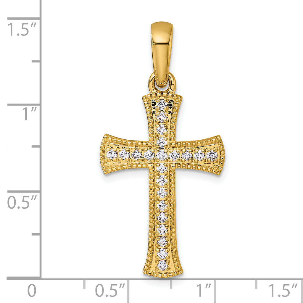Diamond Cross Pendant in 14K Yellow Gold, 38mm (3/8 ct. tw.) - Sophia Jewelers
