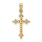Fleur-de-Lis Cross Pendant in 10K Yellow Gold, 20mm (1/10 ct. tw.) - Sophia Jewelers