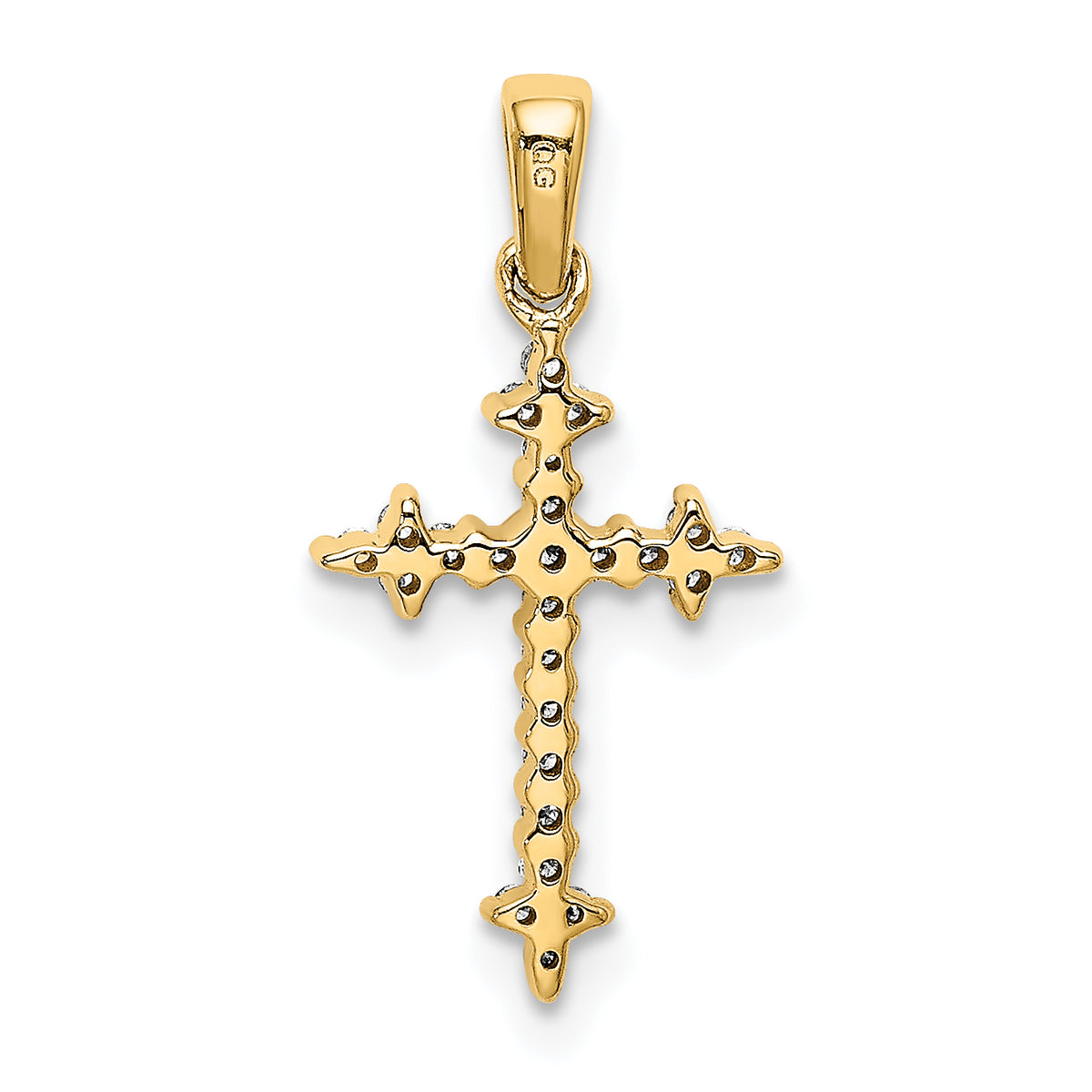Fleur-de-Lis Cross Pendant in 10K Yellow Gold, 20mm (1/10 ct. tw.) - Sophia Jewelers