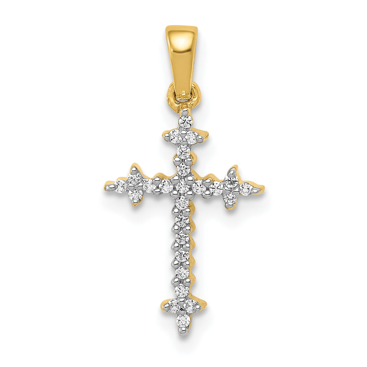 10K 1/10 carat Diamond Fleur de Lis Cross Pendant Main image
