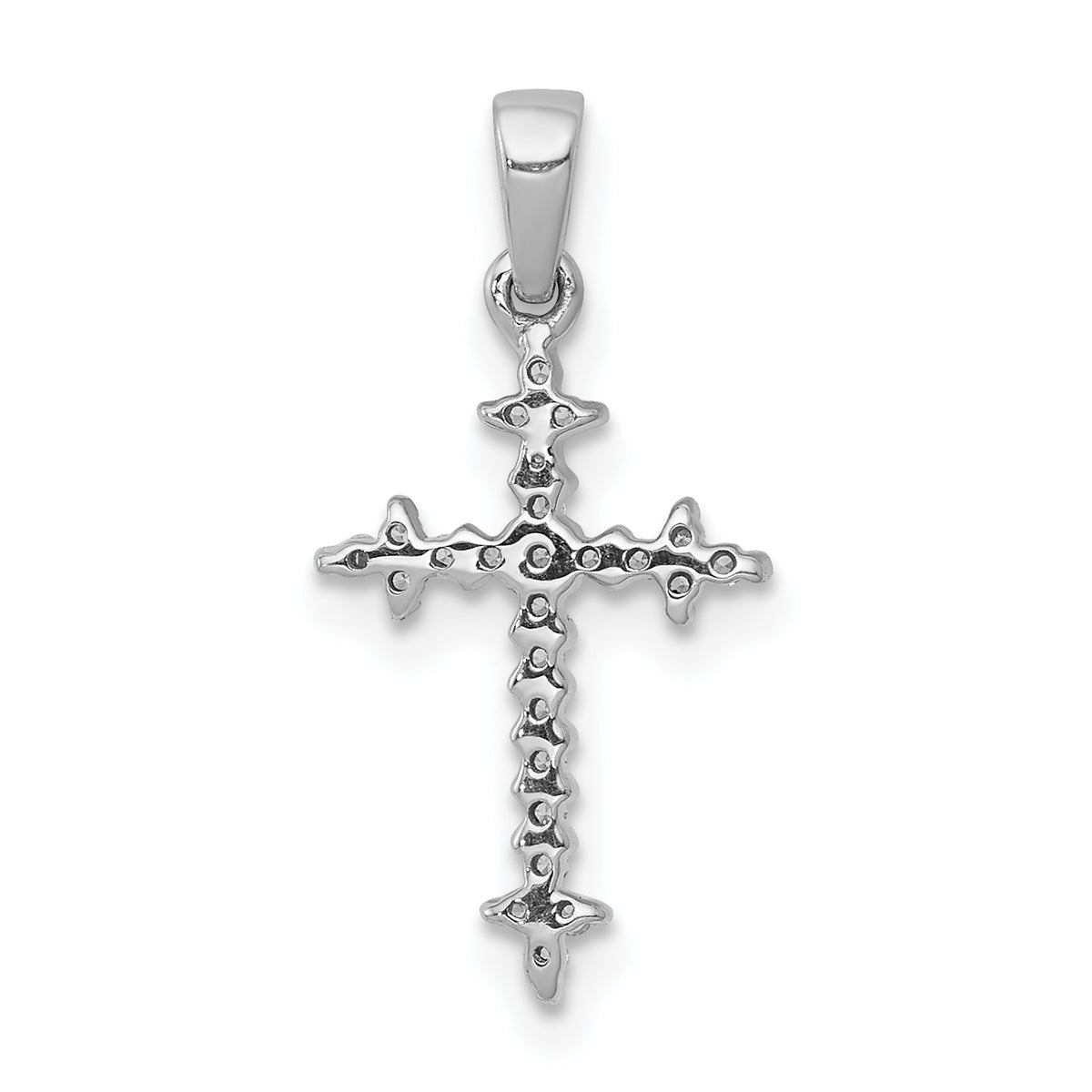 Fleur-de-Lis Cross Pendant in 14K White Gold (1/10 ct. tw.) - Sophia Jewelers