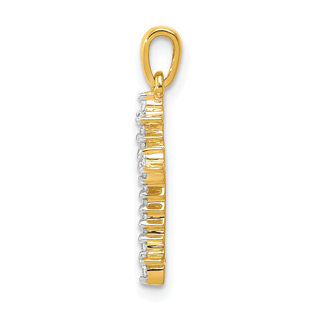 Fleur-de-Lis Cross Pendant in 14K Yellow Gold (1/10 ct. tw.) - Sophia Jewelers