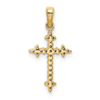 Fleur-de-Lis Cross Pendant in 14K Yellow Gold (1/10 ct. tw.) - Sophia Jewelers