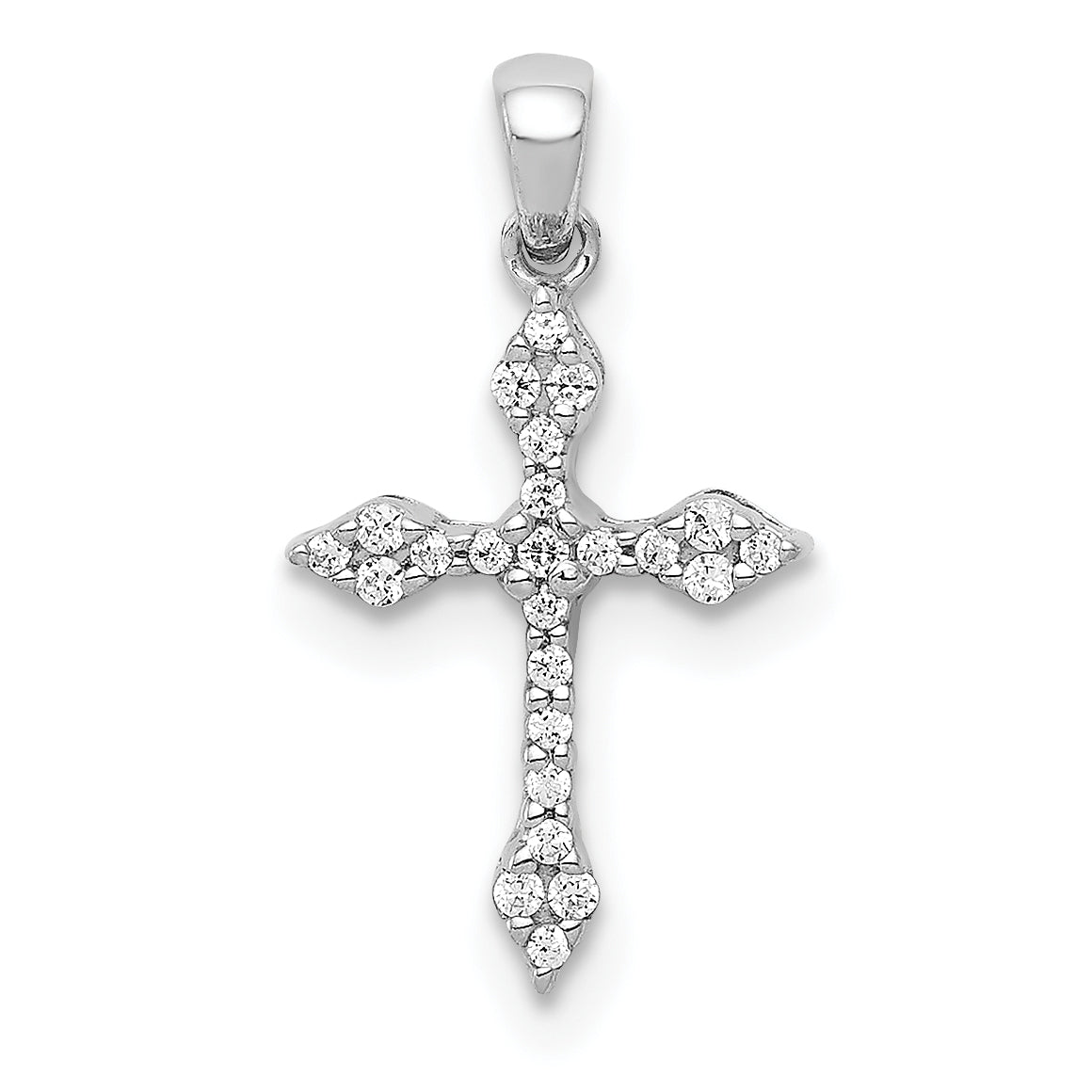 10K White Gold 1/15 carat Diamond Small Cross Pendant Main image