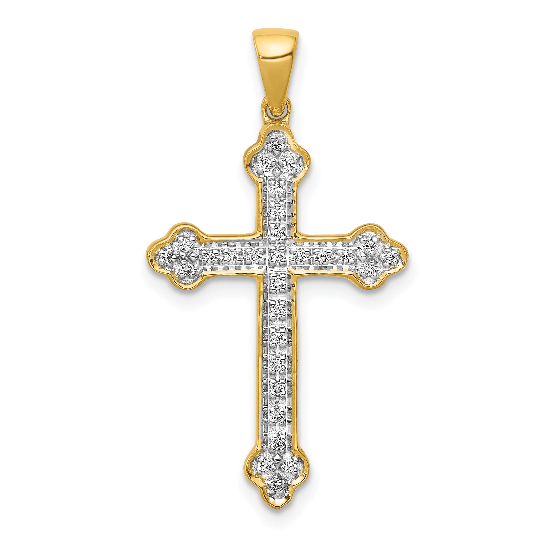 14k 1/10 carat Lab Grown Diamond VS/SI+ G+ Complete Cross Pendant Main image
