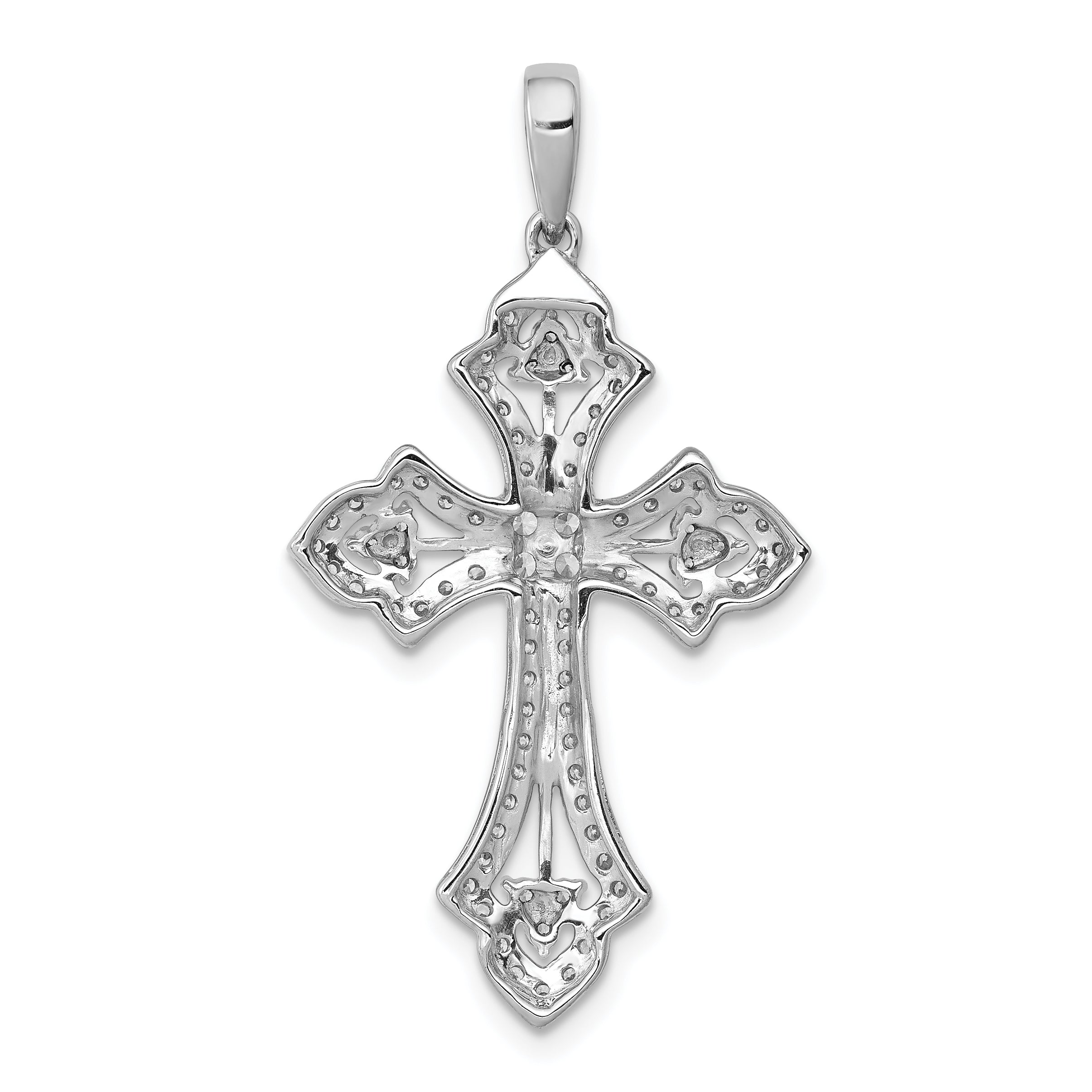 14k White Gold 1/2 carat Lab Grown Diamond VS/SI+ G+ Complete Fashion Cross Pendant