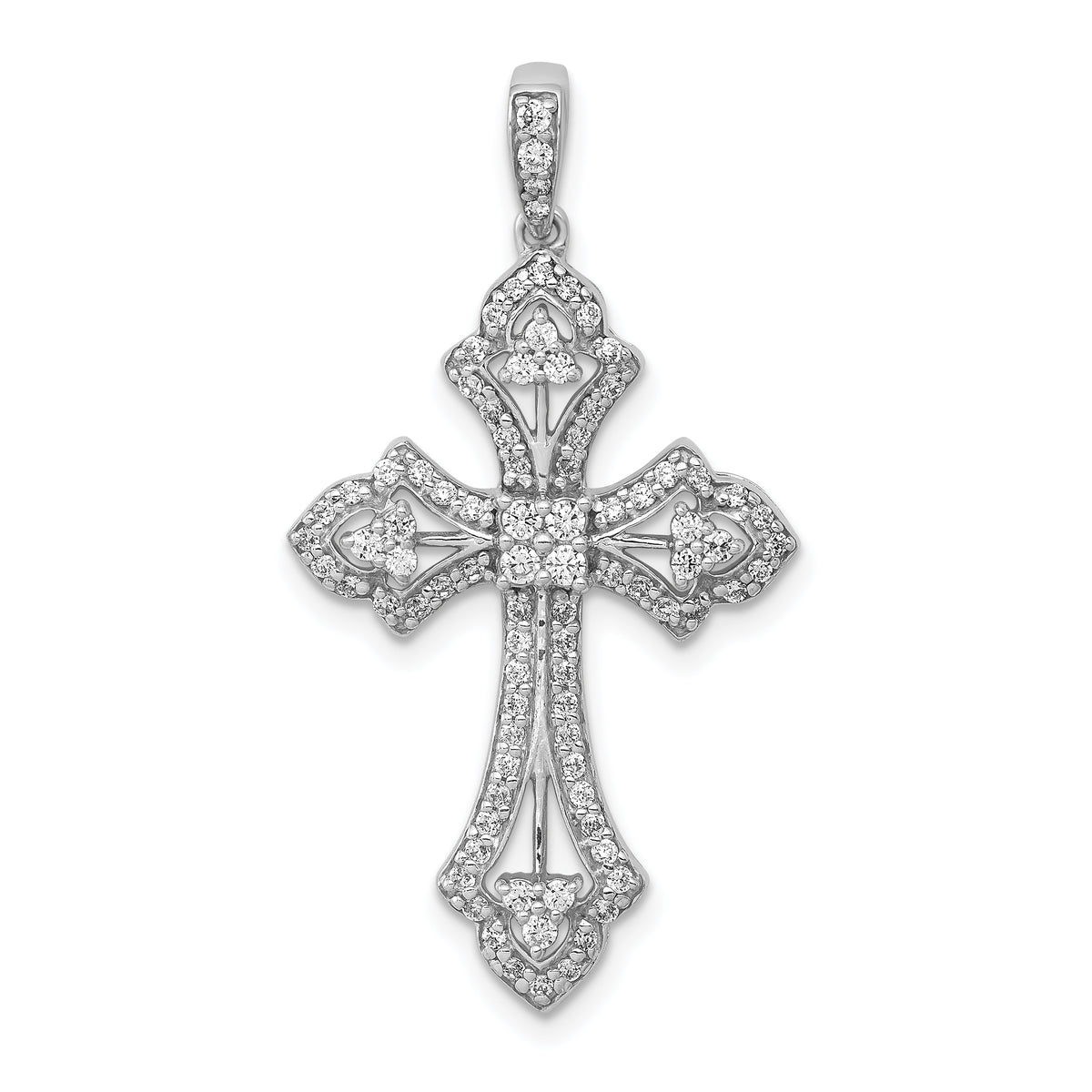 14k White Gold 1/2 carat Lab Grown Diamond VS/SI+ G+ Complete Fashion Cross Pendant