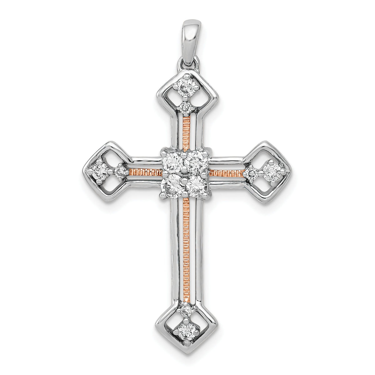 Cross Pendant in 14K Two-Tone Gold with Lab-Grown Diamonds, 36mm (3/8 ct. tw.) - Sophia Jewelers Main image