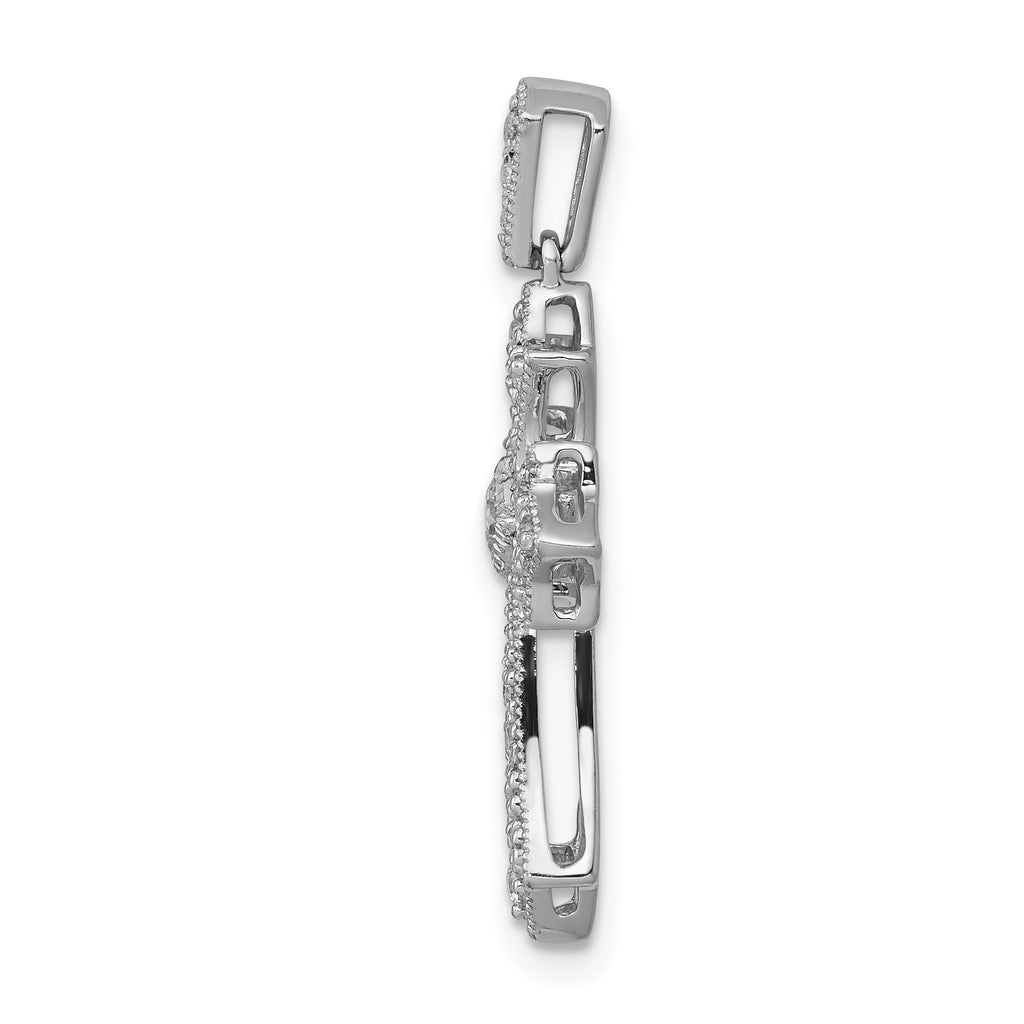 10K White Gold 1/6ct. Diamond Fleur de Lis Cross Pendant