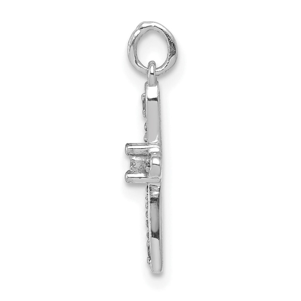 10K White Gold .03ct. Diamond Cross Charm