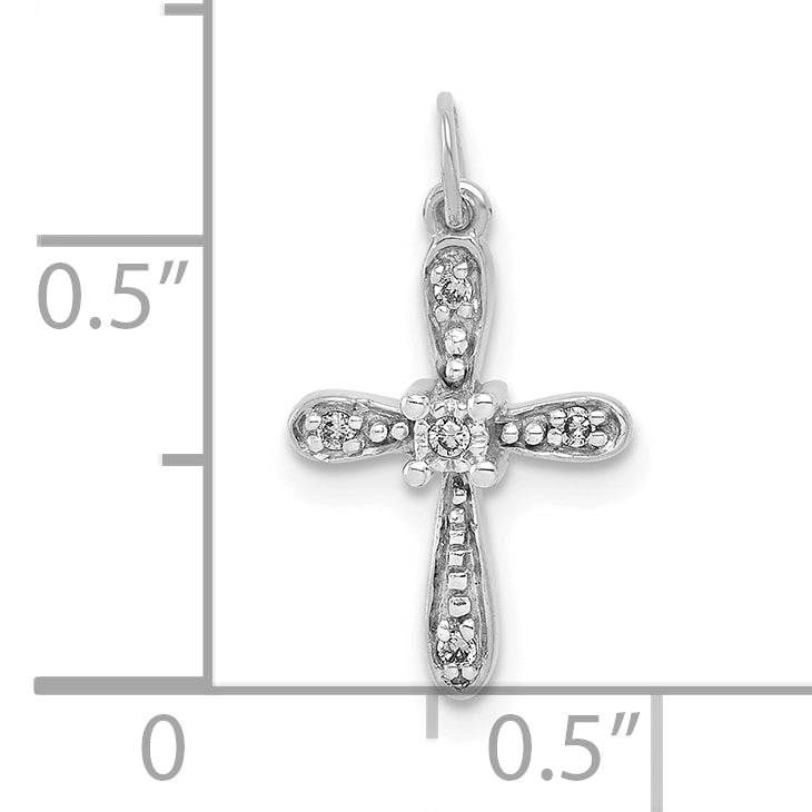 10K White Gold .03ct. Diamond Cross Charm