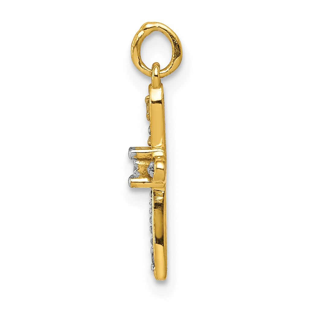 10K and Rhodium .03ct. Diamond Cross Charm