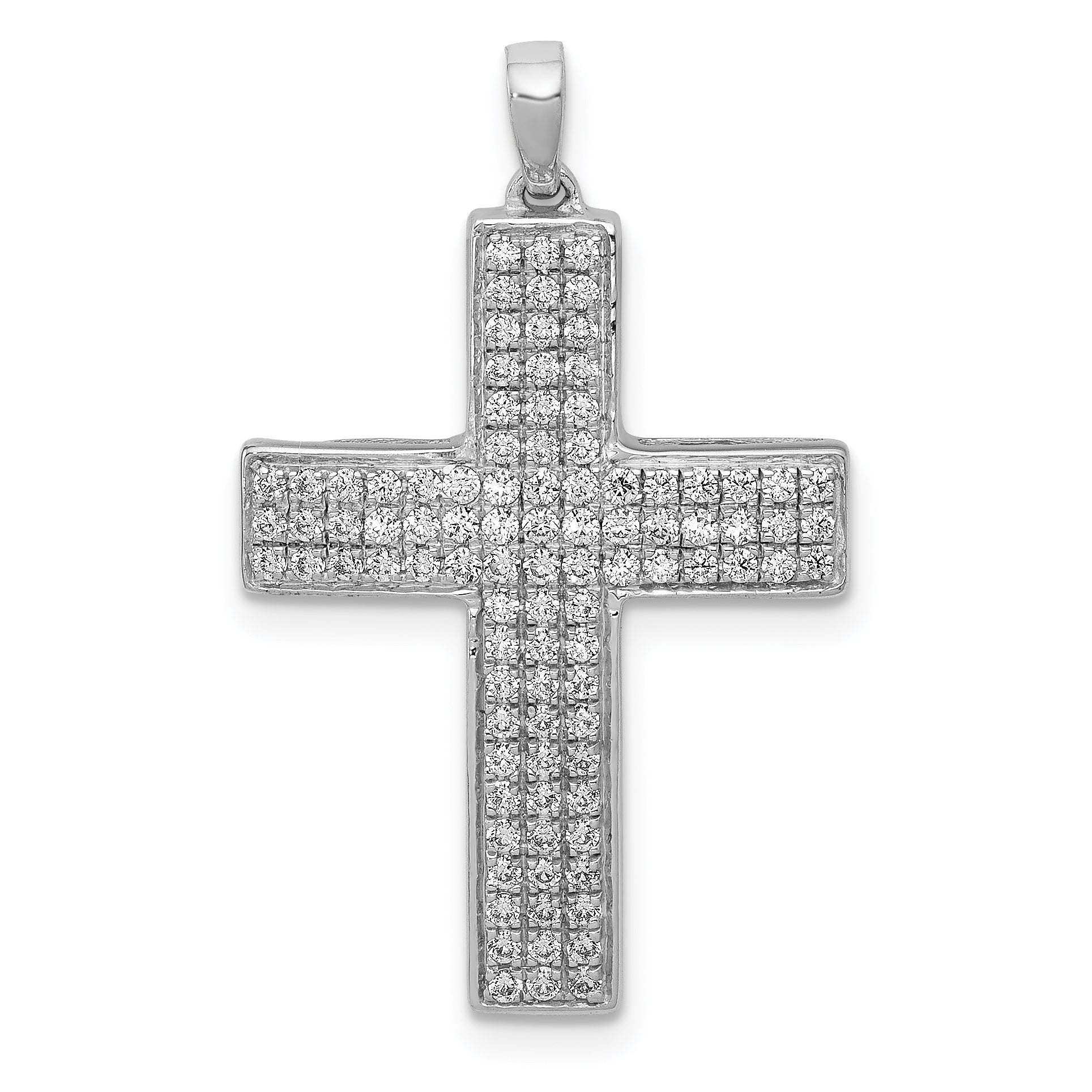 14k White Gold 1/2 carat Lab Grown Diamond VS/SI+ G+ Complete Latin Cross Pendant