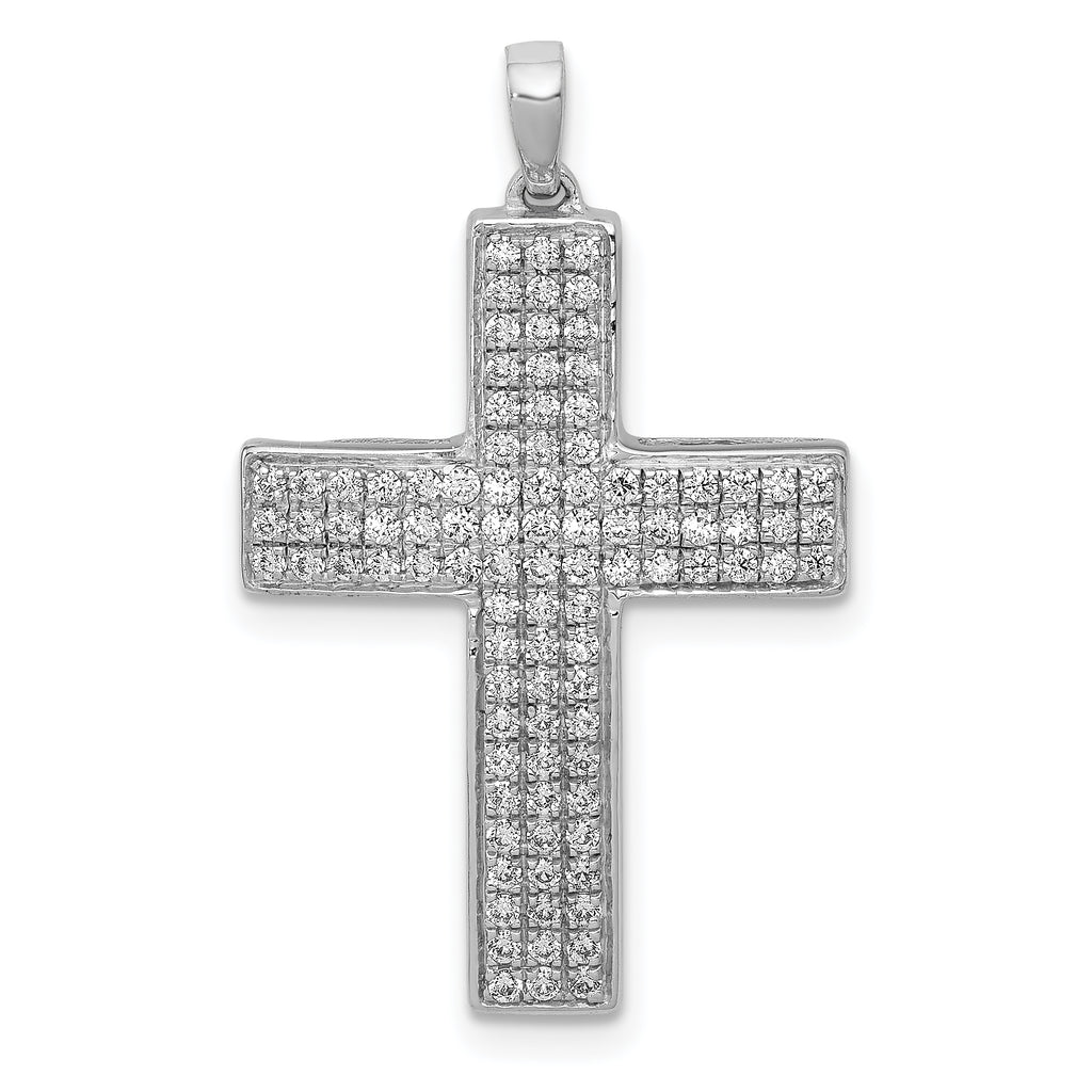 14k White Gold 1/2 carat Lab Grown Diamond VS/SI+ G+ Complete Latin Cross Pendant