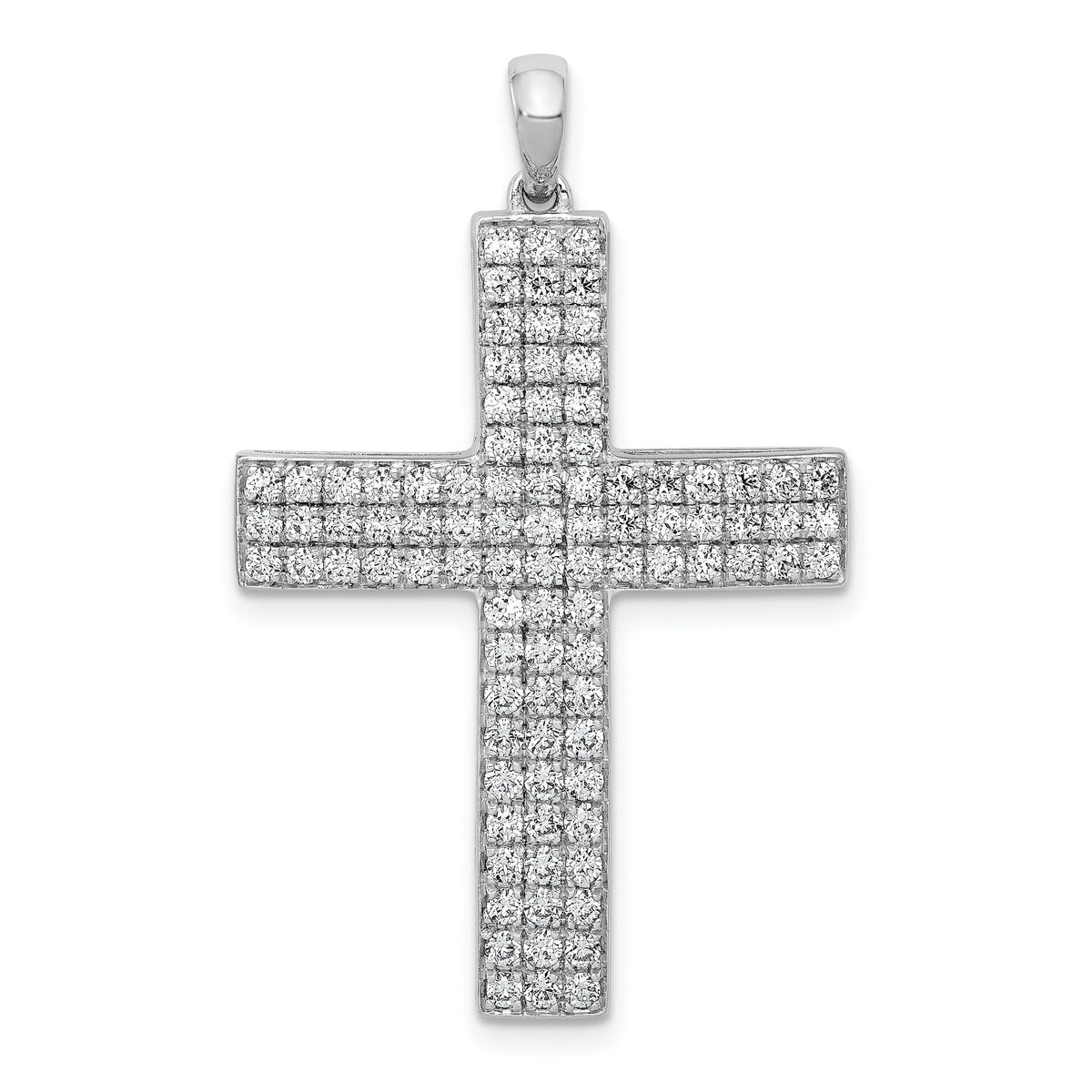 Latin Cross Pendant in 14K White Gold with Lab-Grown Diamonds, 36mm (1 ct. tw.) - Sophia Jewelers Main image