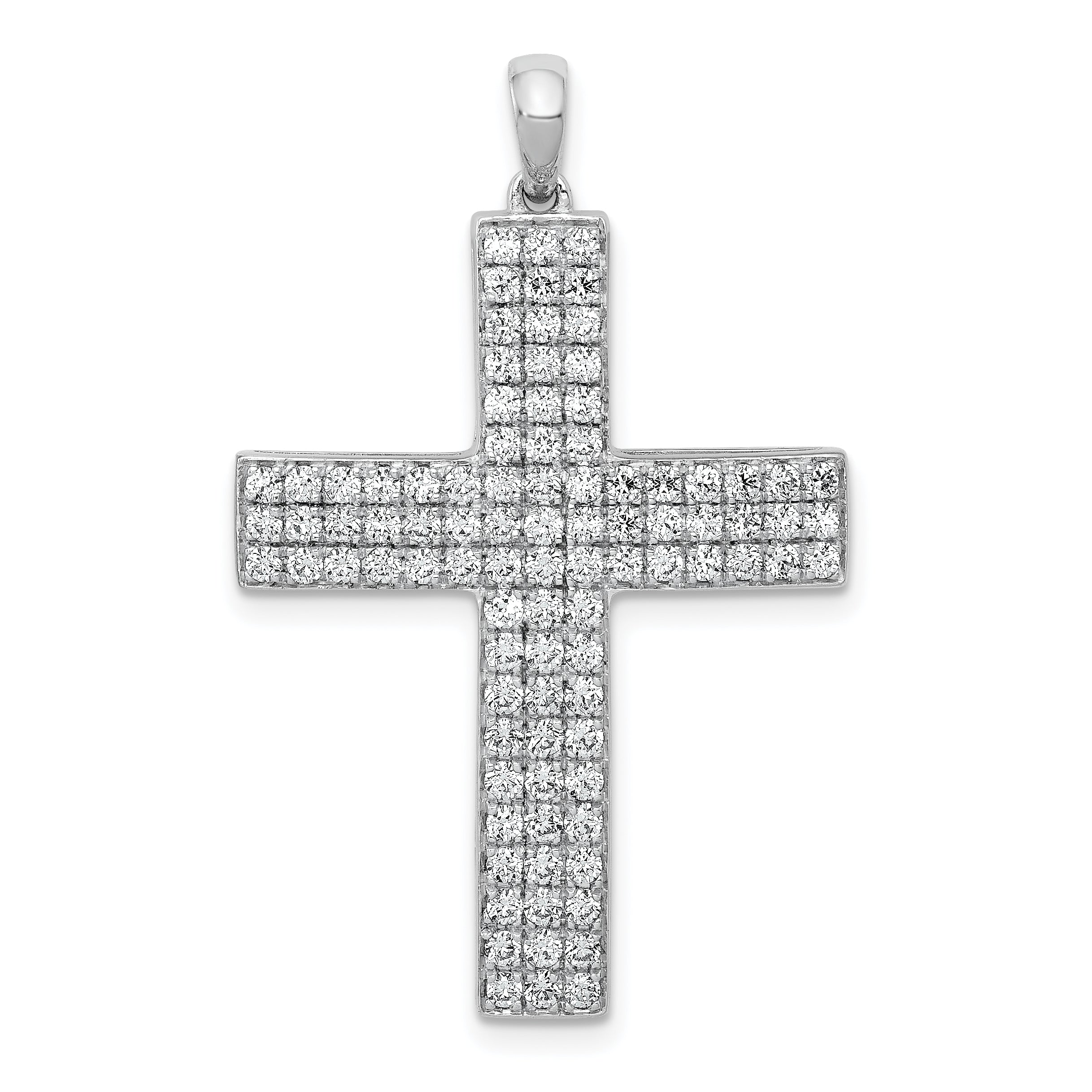 14k White Gold 1 carat Lab Grown Diamond VS/SI+ G+ Complete Latin Cross Pendant Main image