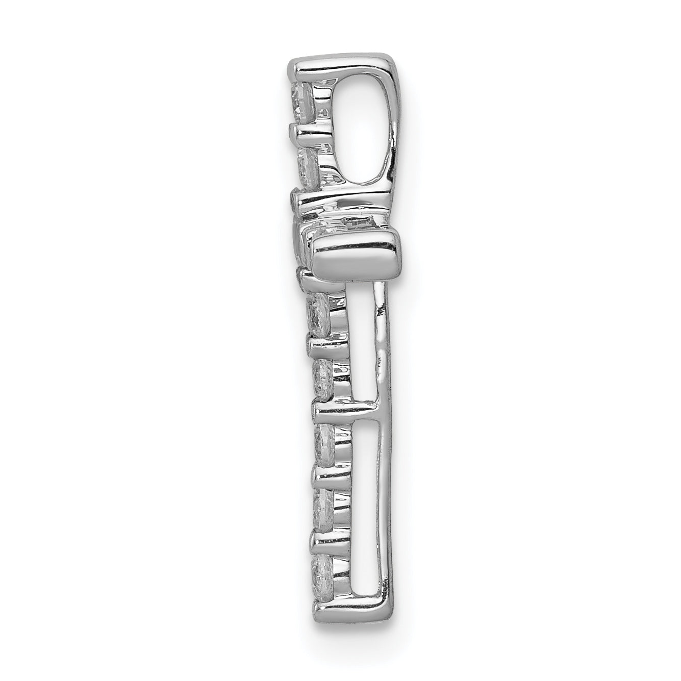14k White Gold 1/4 carat Lab Grown Diamond VS/SI+ G+ Complete Cross Chain Slide Pendant Secondary image