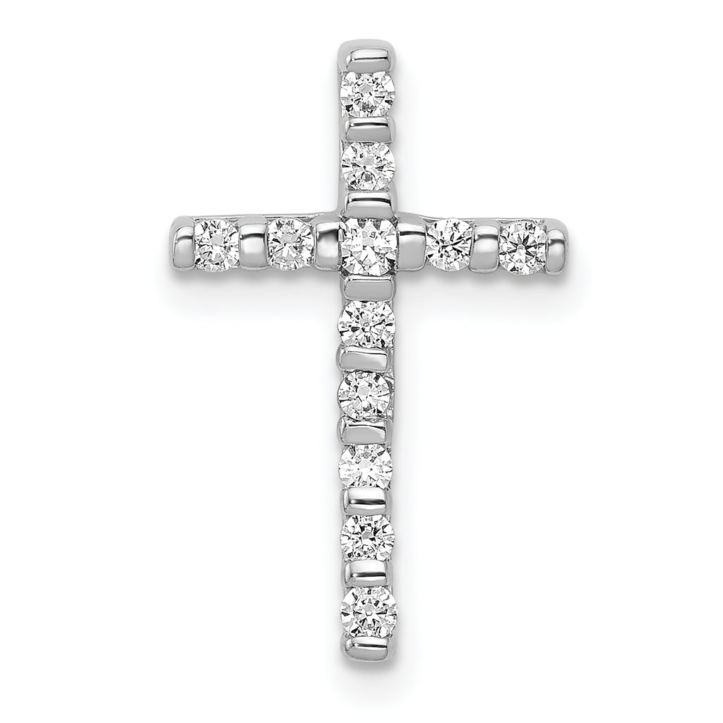 14k White Gold 1/4 carat Lab Grown Diamond VS/SI+ G+ Complete Cross Chain Slide Pendant
