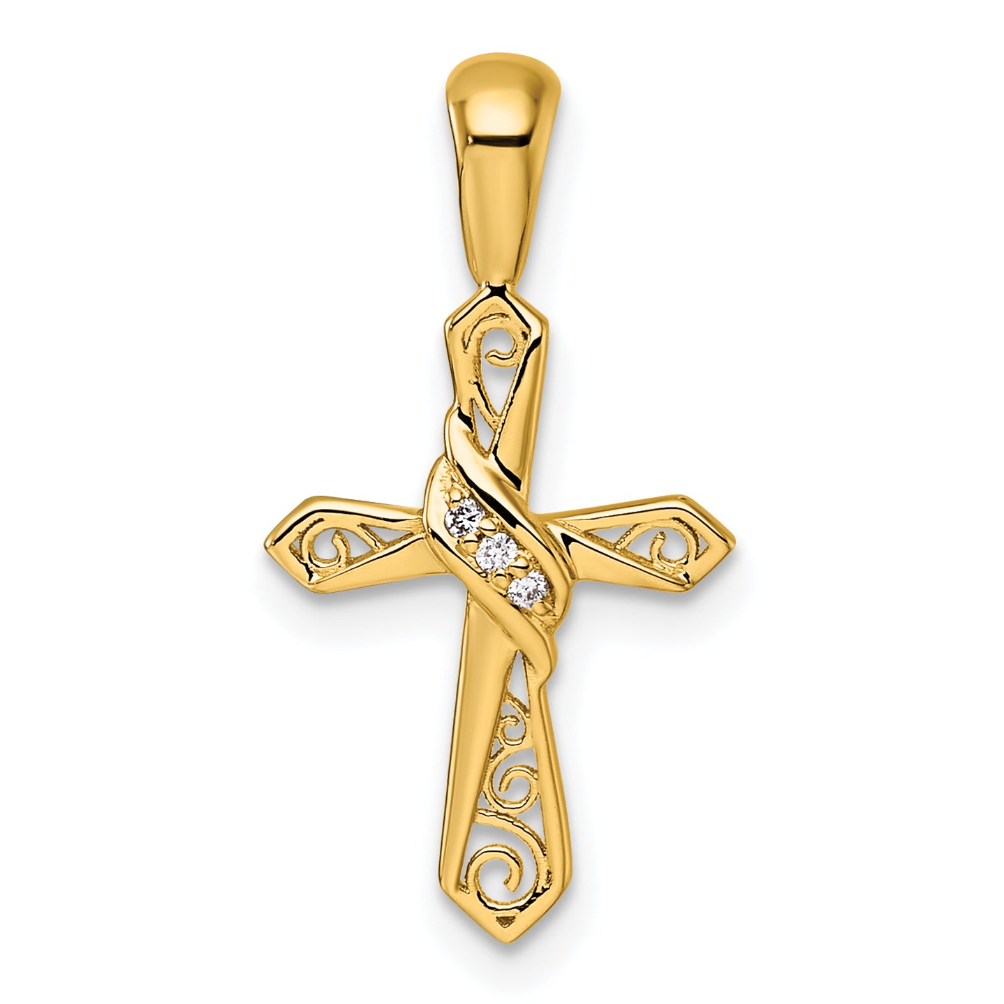 14k Diamond Cross Pendant Main image