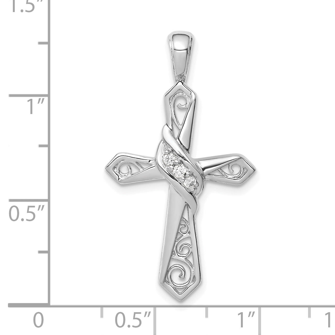 10K White Gold 1/20ct. Diamond Cross Pendant Secondary image