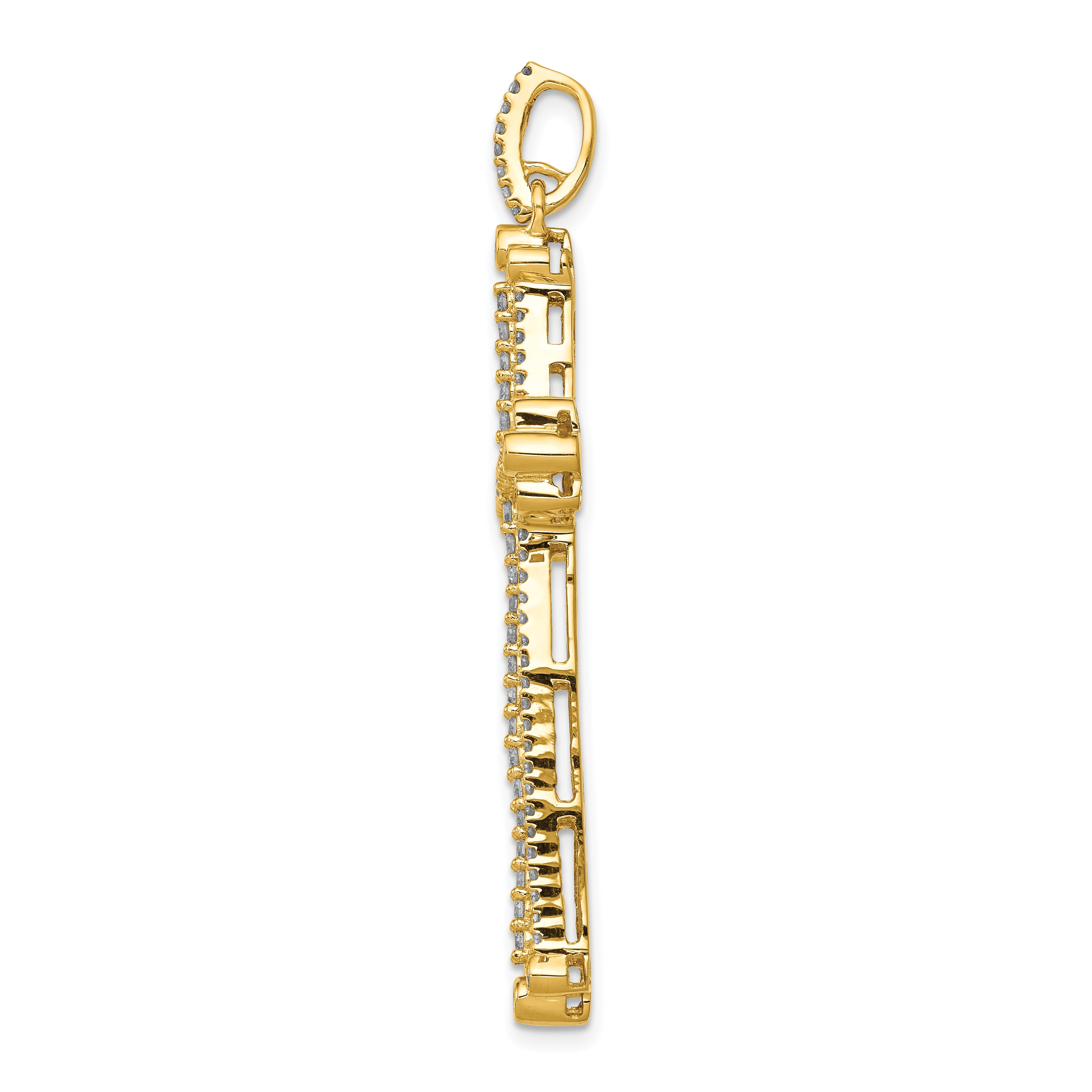 14k 1 carat Lab Grown Diamond VS/SI+ G+ Complete Budded Fashion Cross Pendant