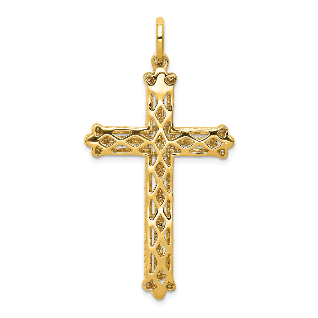 14k 1 carat Lab Grown Diamond VS/SI+ G+ Complete Budded Fashion Cross Pendant