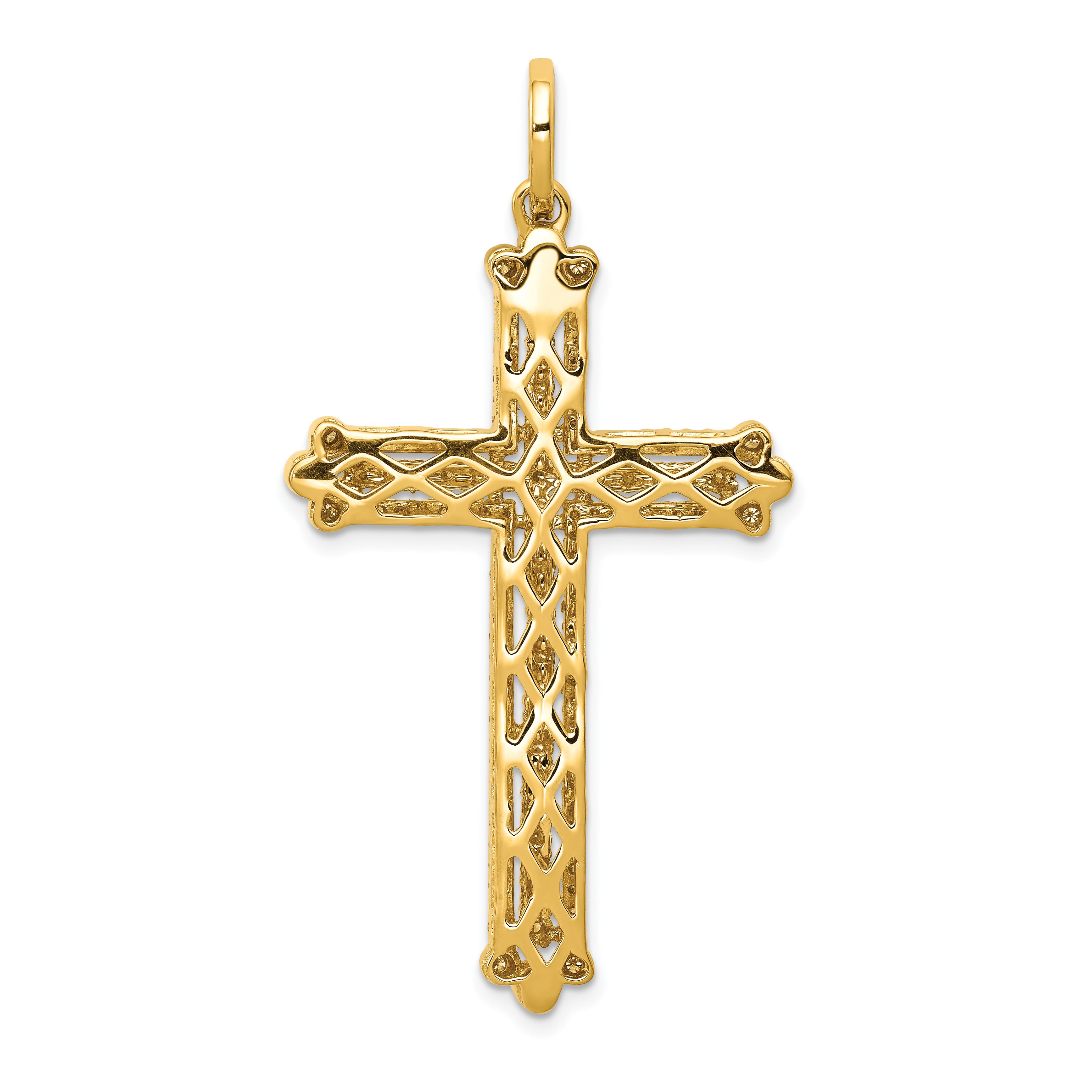 14k 1 carat Lab Grown Diamond VS/SI+ G+ Complete Budded Fashion Cross Pendant