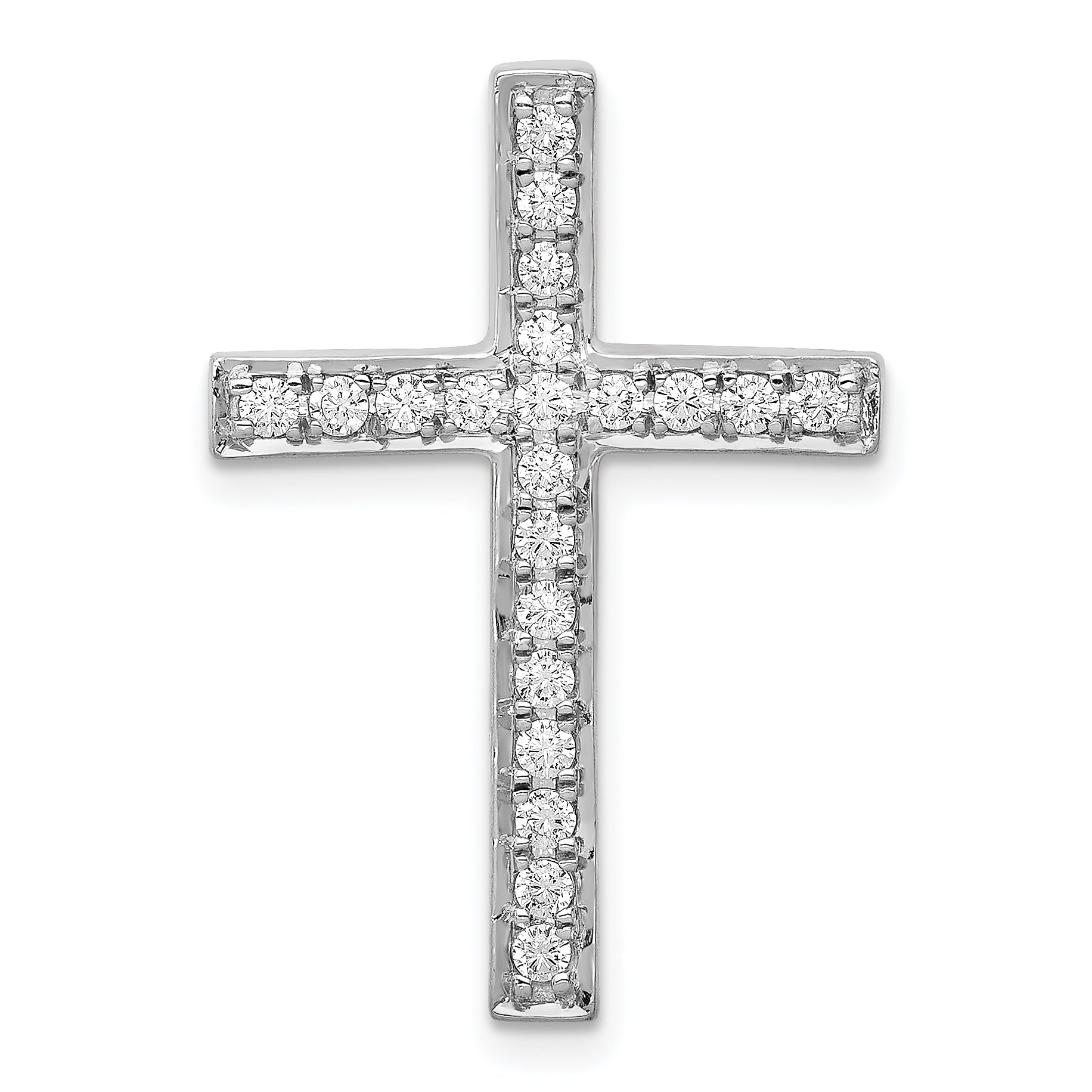 10K White Gold 3/8ct. Diamond Cross Chain Slide Main image