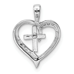 14k White Gold Heart Cross Pendant Mounting (No Stone Included)