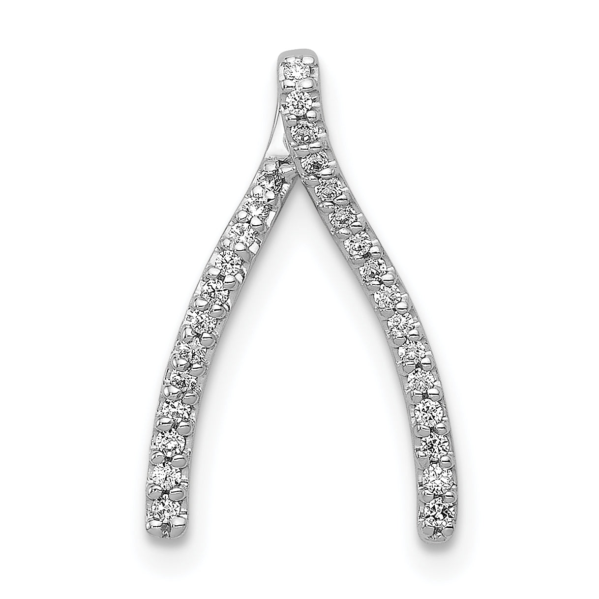 14k White Gold 1/8 carat Lab Grown Diamond VS/SI+ G+ Complete Wishbone Chain Slide Pendant