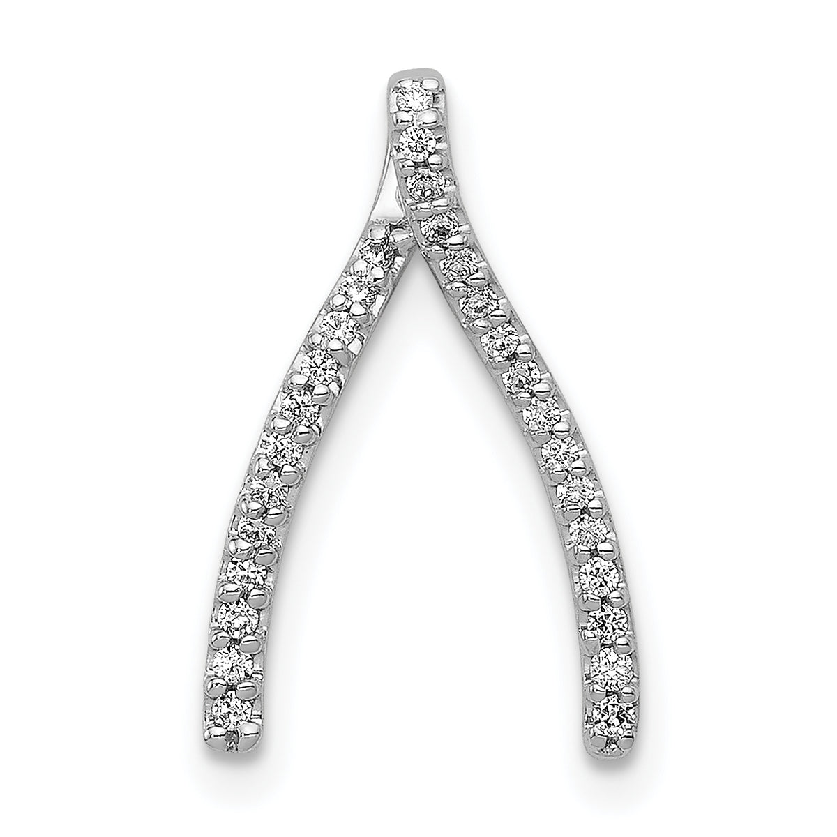 14k White Gold 1/8 carat Diamond Wishbone Chain Slide