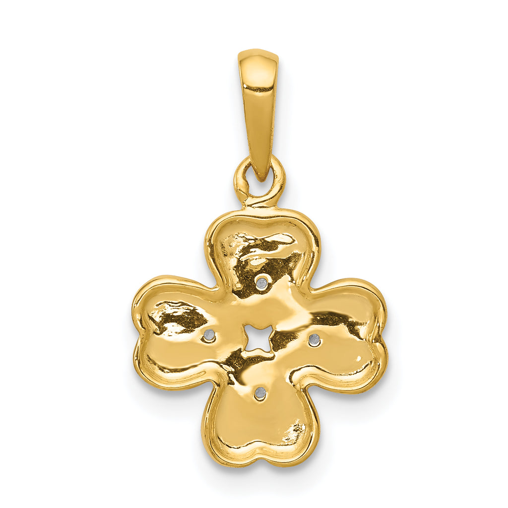 14k Diamond Four Leaf Clover Pendant