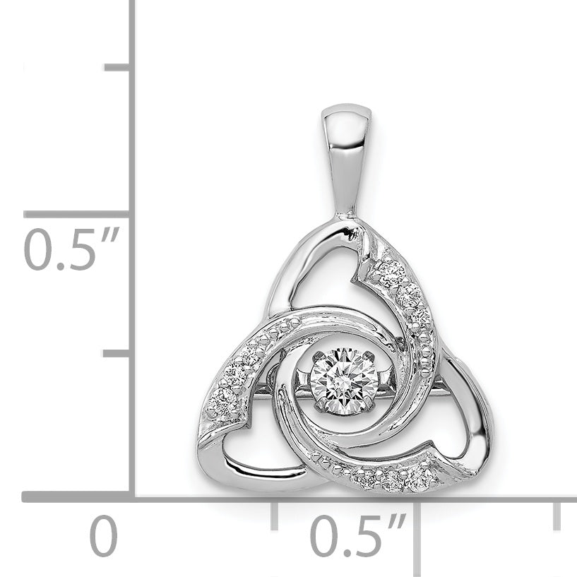 14k White Gold 1/5 carat Vibrant Moving Diamond Celtic Pendant