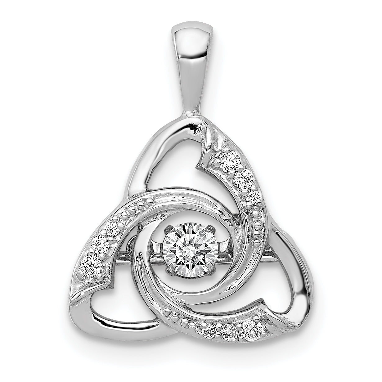 14k White Gold 1/5 carat Vibrant Moving Diamond Celtic Pendant