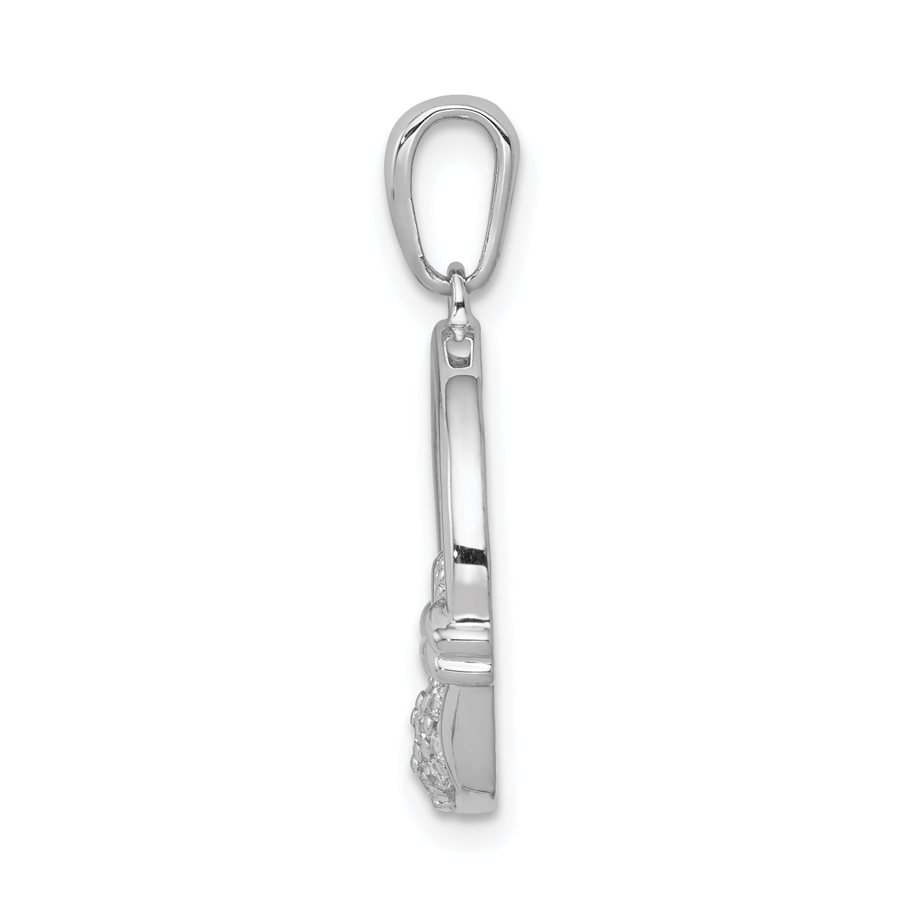 14k White Gold 1/8 carat Lab Grown Diamond VS/SI+ G+ Complete Circle Claddagh Pendant Secondary image