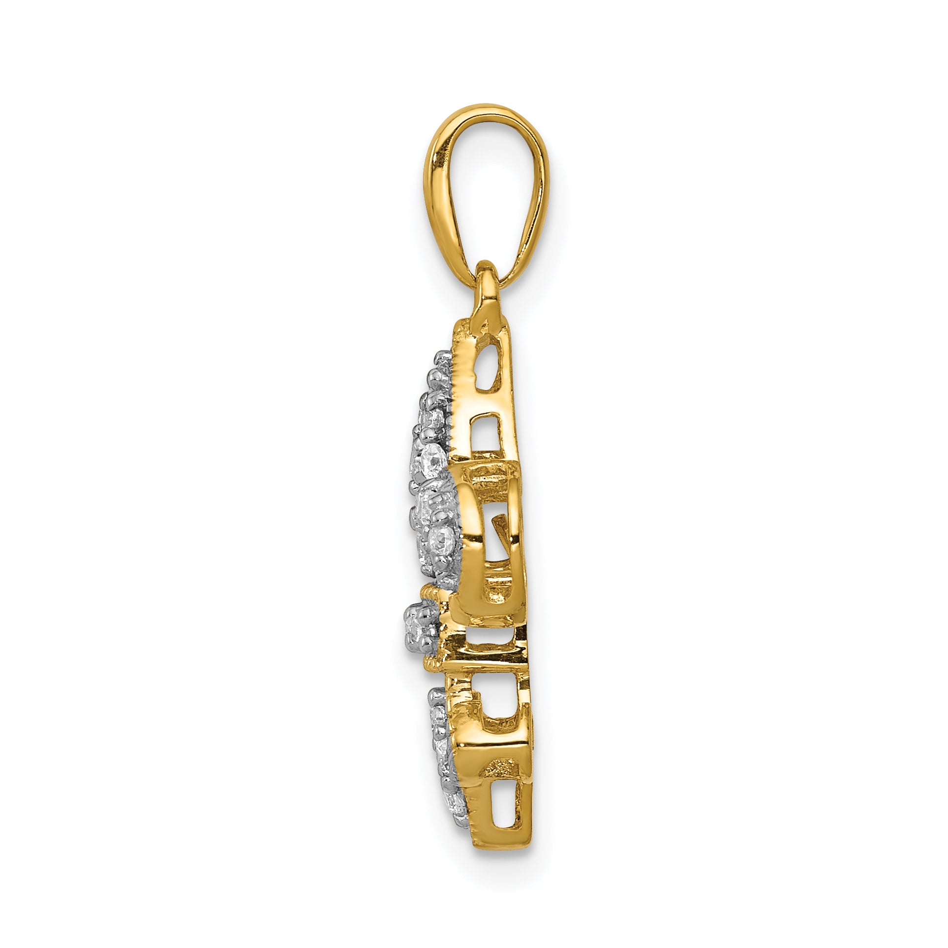 14k 1/5 carat Lab Grown Diamond VS/SI+ G+ Complete Fleur De Lis Pendant