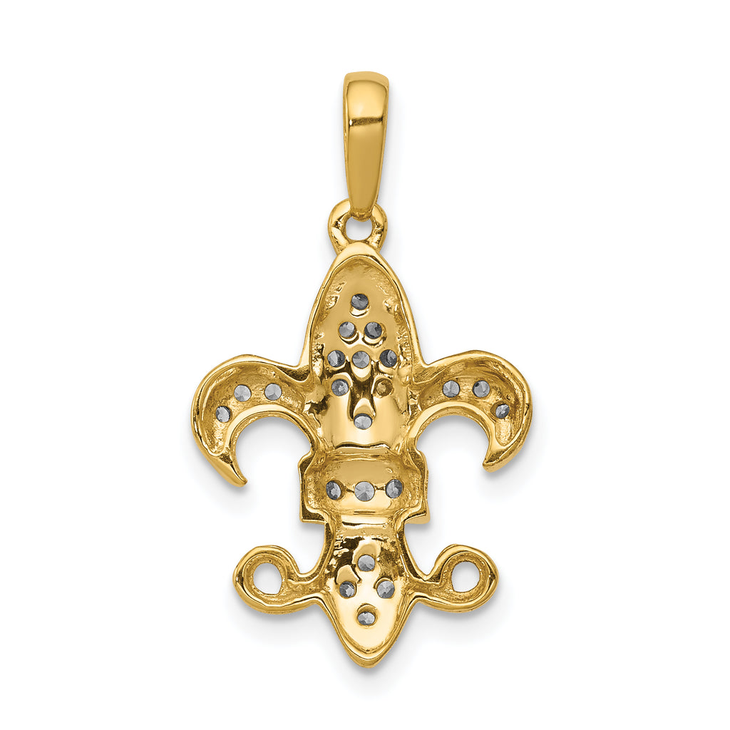 14k 1/5 carat Lab Grown Diamond VS/SI+ G+ Complete Fleur De Lis Pendant