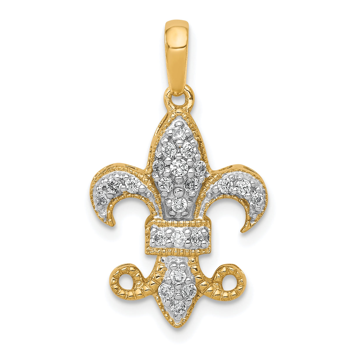 14k 1/5 carat Diamond Fleur De Lis Pendant