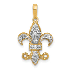 14k 1/5 carat Diamond Fleur De Lis Pendant