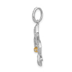 14k Two-Tone 1/5 carat Diamond Fleur De Lis Pendant