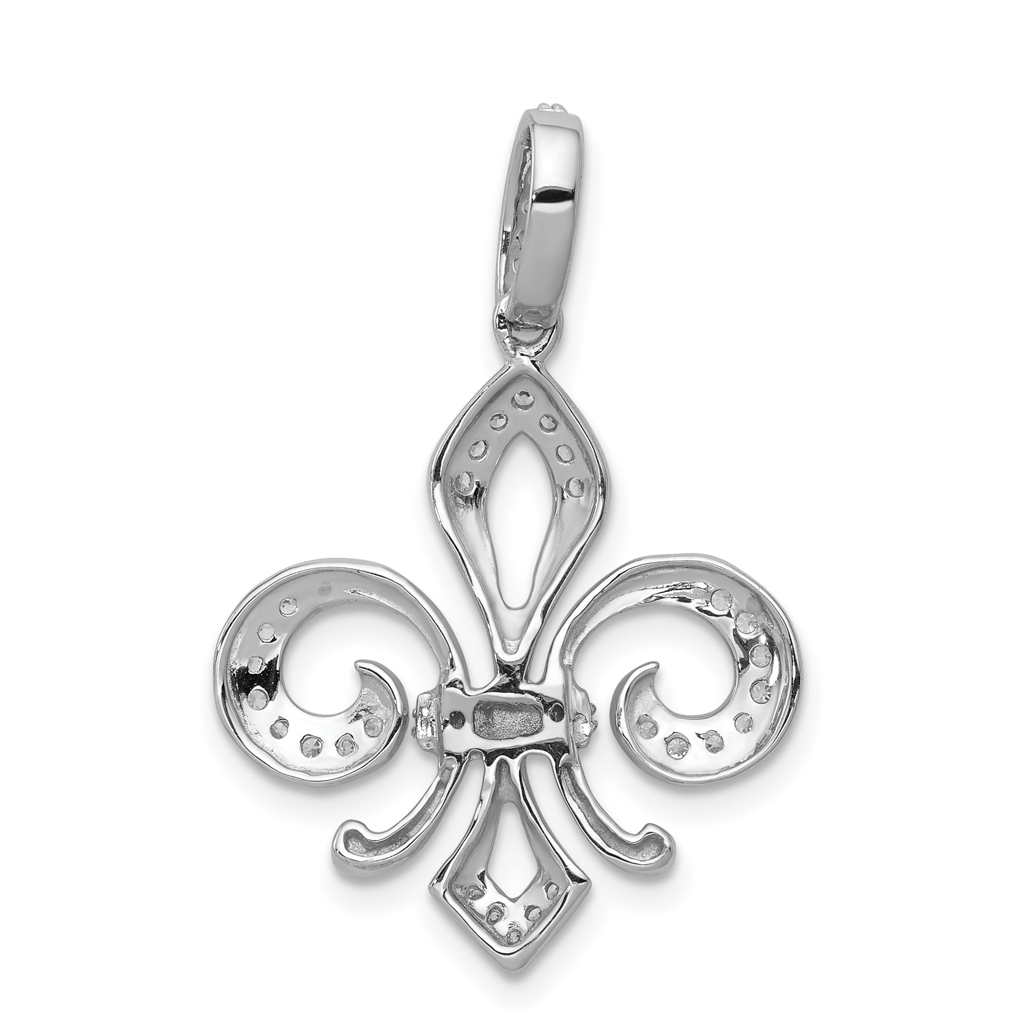 14k Two-Tone 1/5 carat Diamond Fleur De Lis Pendant